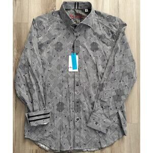 Robert Graham Modern American Tailored Fit CONAN Purple Floral Stripped Shirt XL